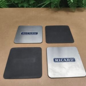 Lot de 4 Dessous de Verre Ricard Vintage en Métal Brossé – Sous-Verres Publicitaires Ricard