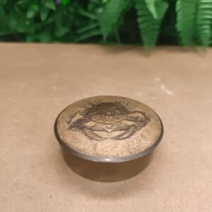 Petite Boîte Ancienne en Laiton avec Couvercle – Décor Crabe en Relief