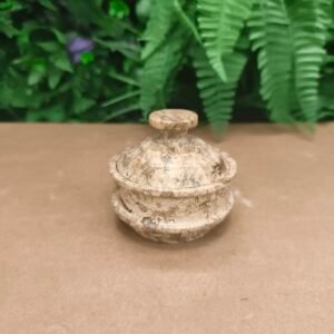 Petite Boîte Ronde en Marbre Moucheté avec Couvercle